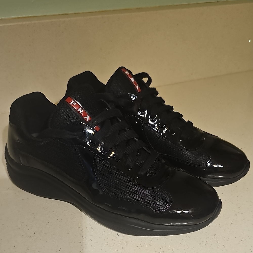 Prada Men's Glossy Black Sneakers